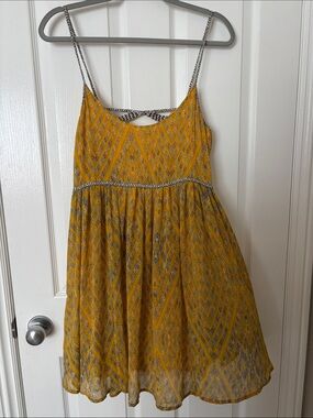 Yellow Patterned Spaghetti-Strap Sundress